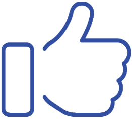 A blue outline of a thumbs up sign on a green background